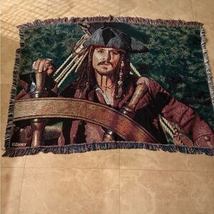 Disney Johnny Depp as Captain Jack Sparrow at the Helm Tapestry Blanket